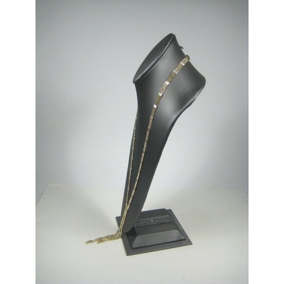 Y Shaped Necklace Goldtone Chain 28 inch Vintage Tassel Modern Sleek Segmented - Picture 10 of 12